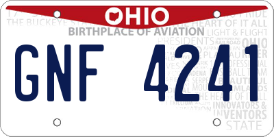 OH license plate GNF4241