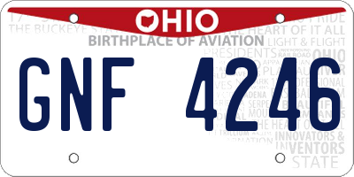 OH license plate GNF4246