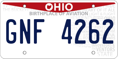 OH license plate GNF4262