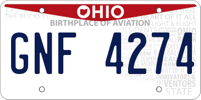 OH license plate GNF4274