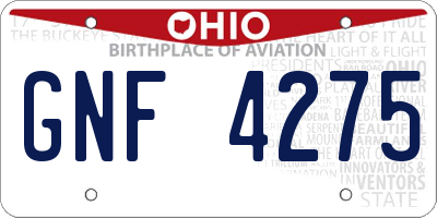 OH license plate GNF4275