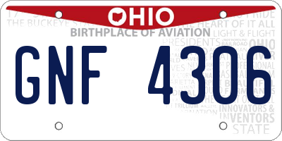 OH license plate GNF4306