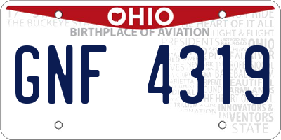 OH license plate GNF4319