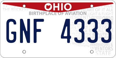 OH license plate GNF4333