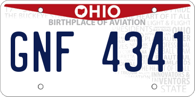 OH license plate GNF4341