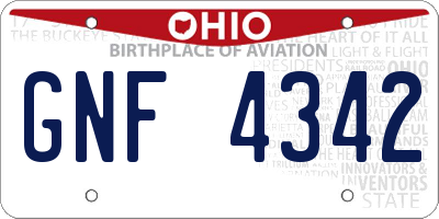 OH license plate GNF4342