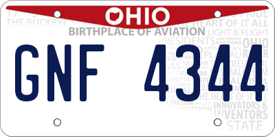 OH license plate GNF4344