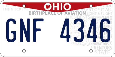 OH license plate GNF4346