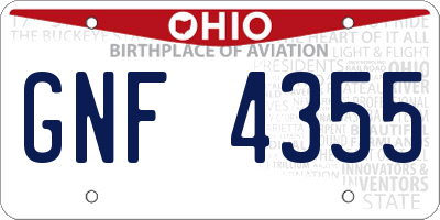 OH license plate GNF4355