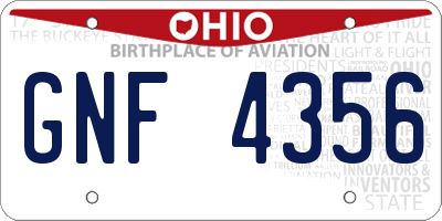 OH license plate GNF4356