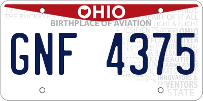 OH license plate GNF4375