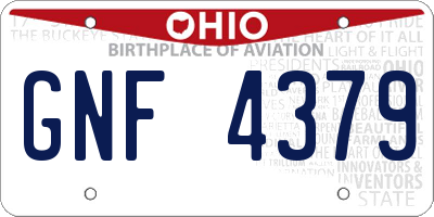 OH license plate GNF4379