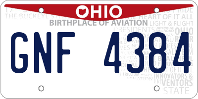 OH license plate GNF4384