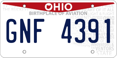 OH license plate GNF4391