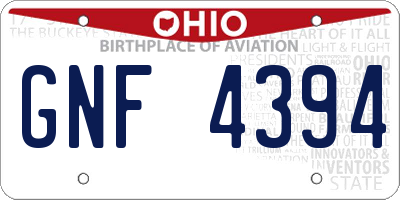 OH license plate GNF4394