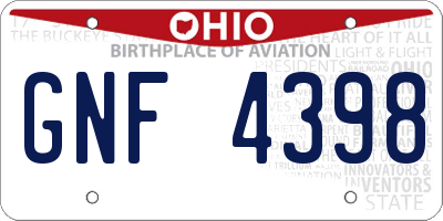 OH license plate GNF4398