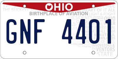 OH license plate GNF4401