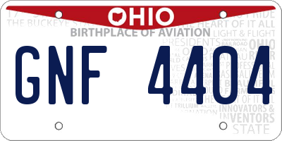 OH license plate GNF4404