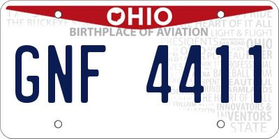 OH license plate GNF4411