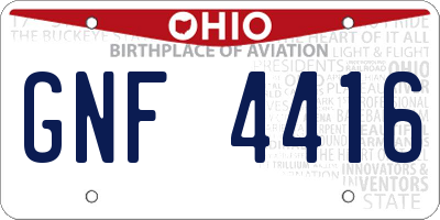 OH license plate GNF4416