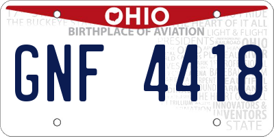 OH license plate GNF4418