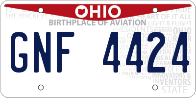 OH license plate GNF4424