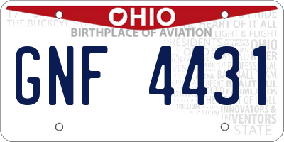 OH license plate GNF4431