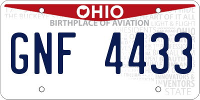OH license plate GNF4433