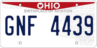 OH license plate GNF4439
