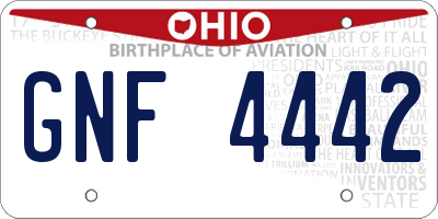 OH license plate GNF4442