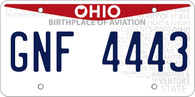 OH license plate GNF4443