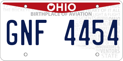 OH license plate GNF4454