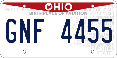 OH license plate GNF4455