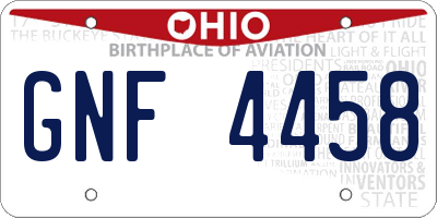 OH license plate GNF4458