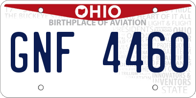 OH license plate GNF4460