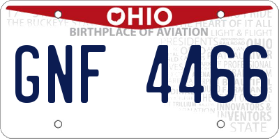 OH license plate GNF4466