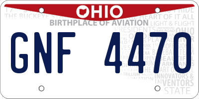 OH license plate GNF4470