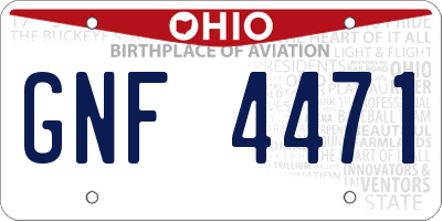 OH license plate GNF4471
