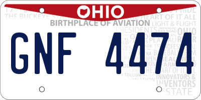OH license plate GNF4474