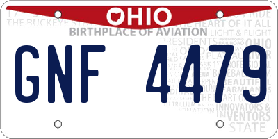 OH license plate GNF4479