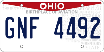OH license plate GNF4492
