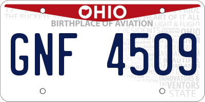 OH license plate GNF4509