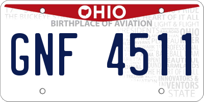 OH license plate GNF4511