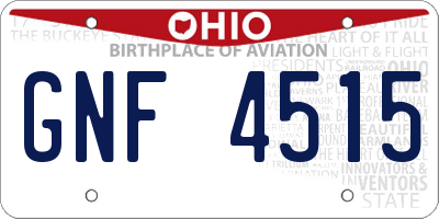 OH license plate GNF4515