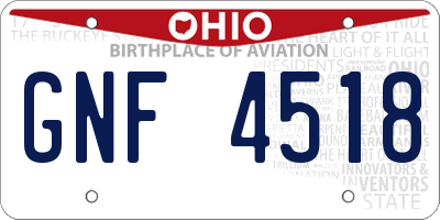 OH license plate GNF4518