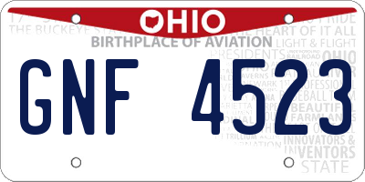 OH license plate GNF4523