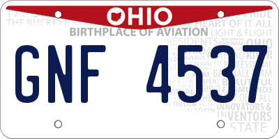 OH license plate GNF4537