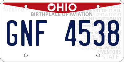 OH license plate GNF4538