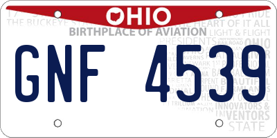 OH license plate GNF4539