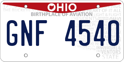 OH license plate GNF4540